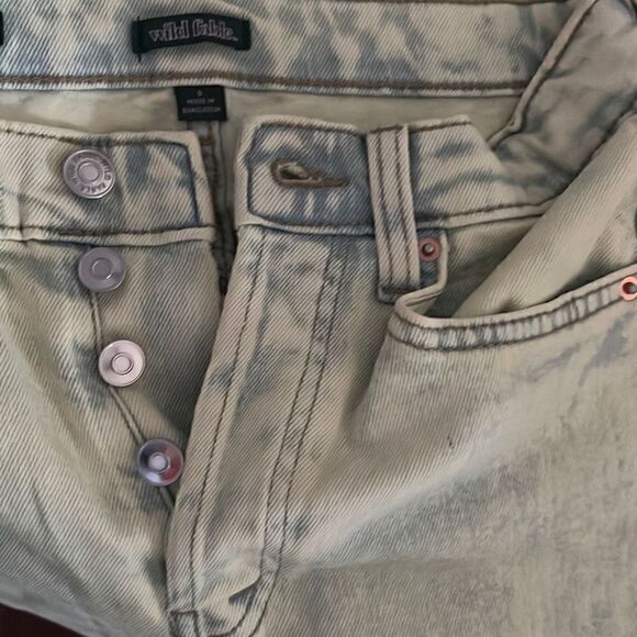 Wild Fable Super High Rise Straight Jeans Acid Over Dye Lime Green 0 Casual Boho - Picture 3 of 5